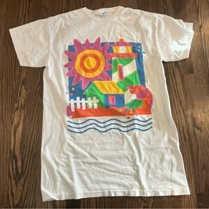 Vintage 90s Oversized T Shirt One Size Unisex Retro Beach